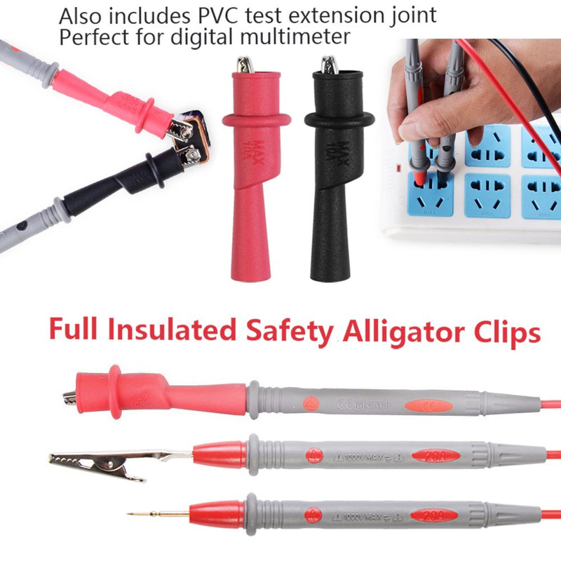 Yubone Multimeter Test Leads,Stackable Banana Test Lead Kit with 30A Alligator Clips,Test Mini Hooks Probe,Silicone Material Soft Cable P0408
