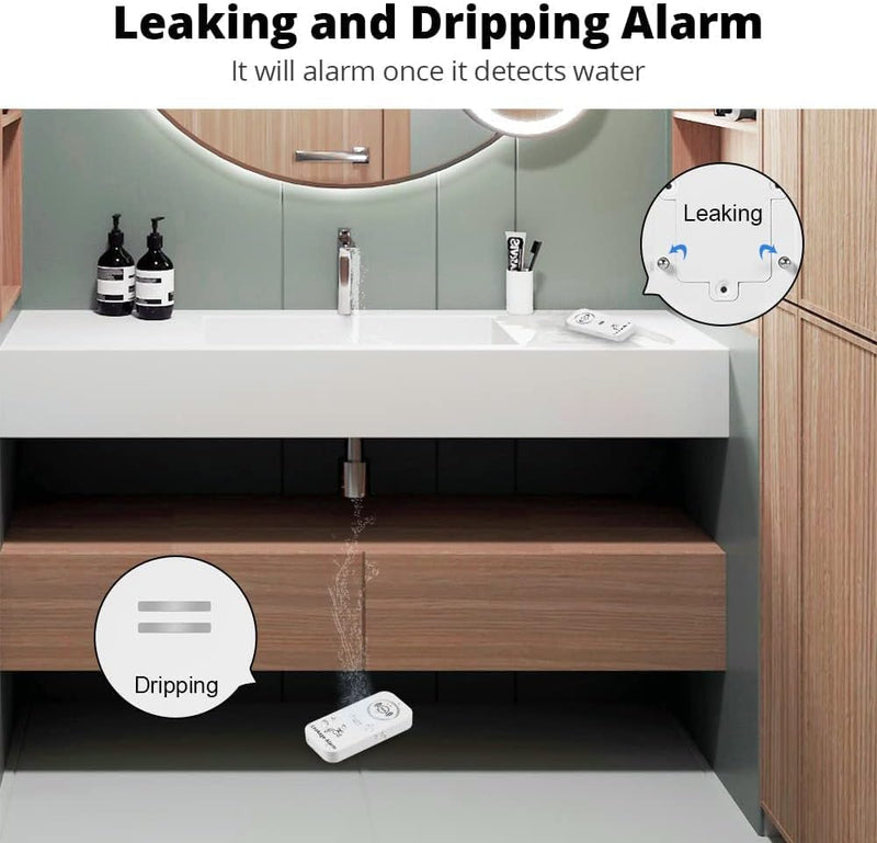 TOWODE Water Detectors 90dB Alarm Sensor, Sensitive Leak and Drip Alert for Kitchen Bathroom Basement (1 Pack) 1
