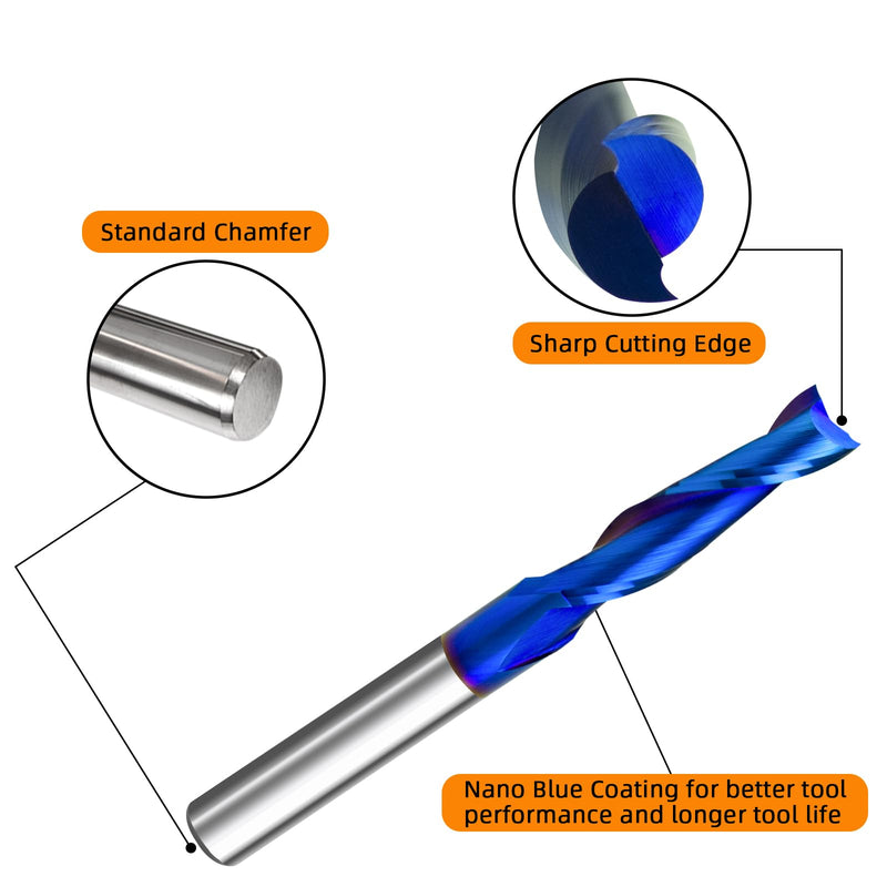 CNC Spiral Router Bits (5, Up Cut - 1/4" Dia - 2-1/2" OAL) 5