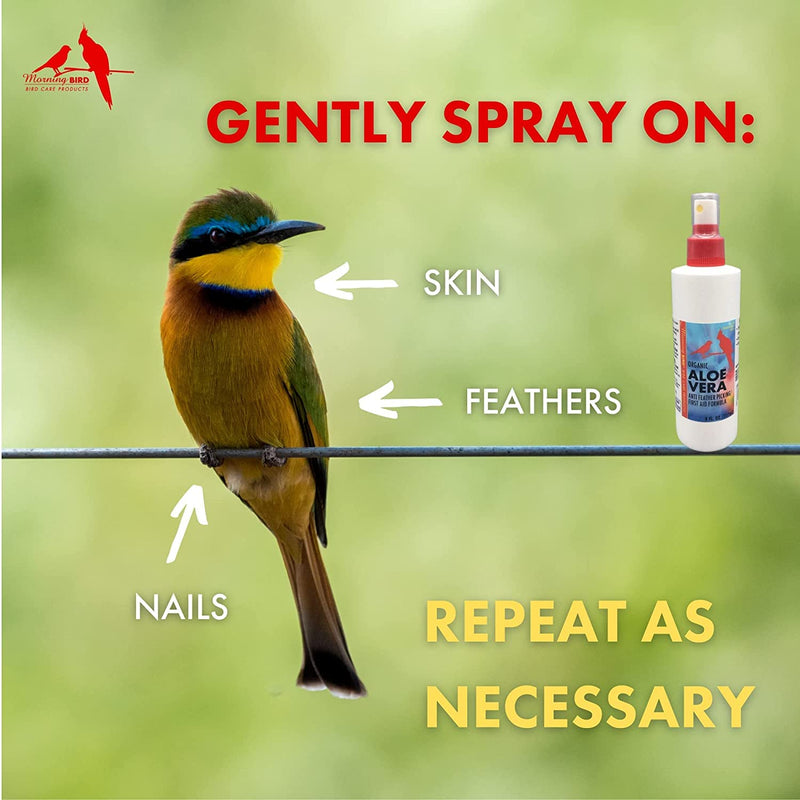 Morning Bird Organic Aloe Vera, Non-Toxic Bird Spray, Soothing and Hydrating, 8 Fl Oz 8 Fl Oz (Pack of 1) - PawsPlanet Australia