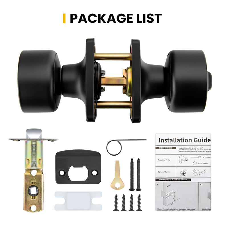 Goldenwarm Matte Black Door Knobs Interior, Privacy Door Knob for Bedroom Door Knob, Black Interior Door Knobs Privacy Lock 4 Pack