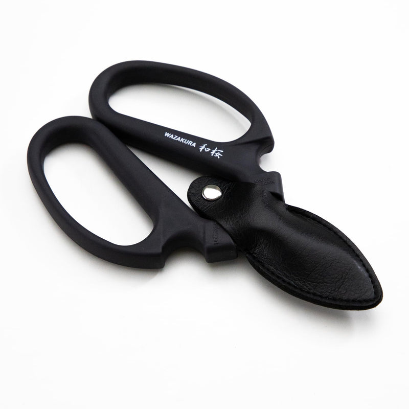 Wazakura Black Blade Floral Scissors - Carbon‑Reinforced Fluorine Coated, Ultra‑Sharp Clean Cuts, Japanese Professional Flower & Garden Shears