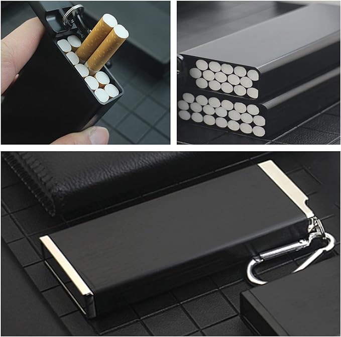 SAMCOS Portable Ashtray Full Black Portable Keychain with Carabiner Ashtray Ashtray Outdoor Pill Case Portable Ashtray (Black) - NewNest Australia