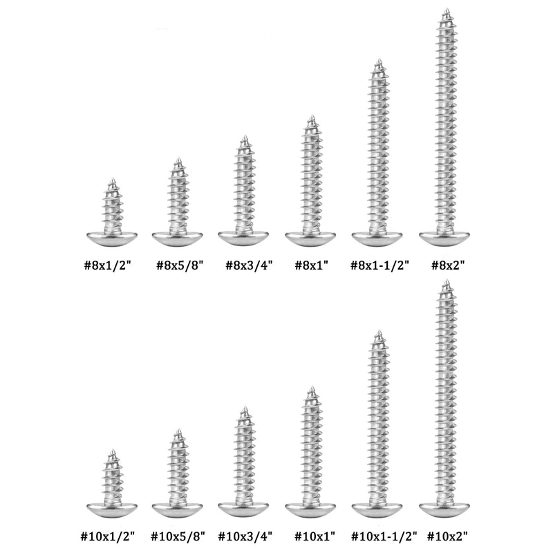 #10 x 2 Wood Screws Truss Head Phillips Drive 304 Stainless Steel Self Tapping Screws 100pcs HS/ZGLS-03 #10 x 2"