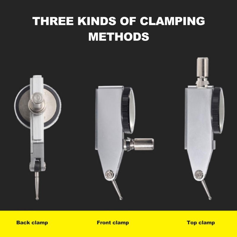 Dial Indicator with Flexible Strong Magnetic Stand Base Holder Adjustment with Lever Dial Test Indicator Gauge Exactness Scale and Installation Accessories 0-0.8mm Tester Gage Resolution 0.01mm