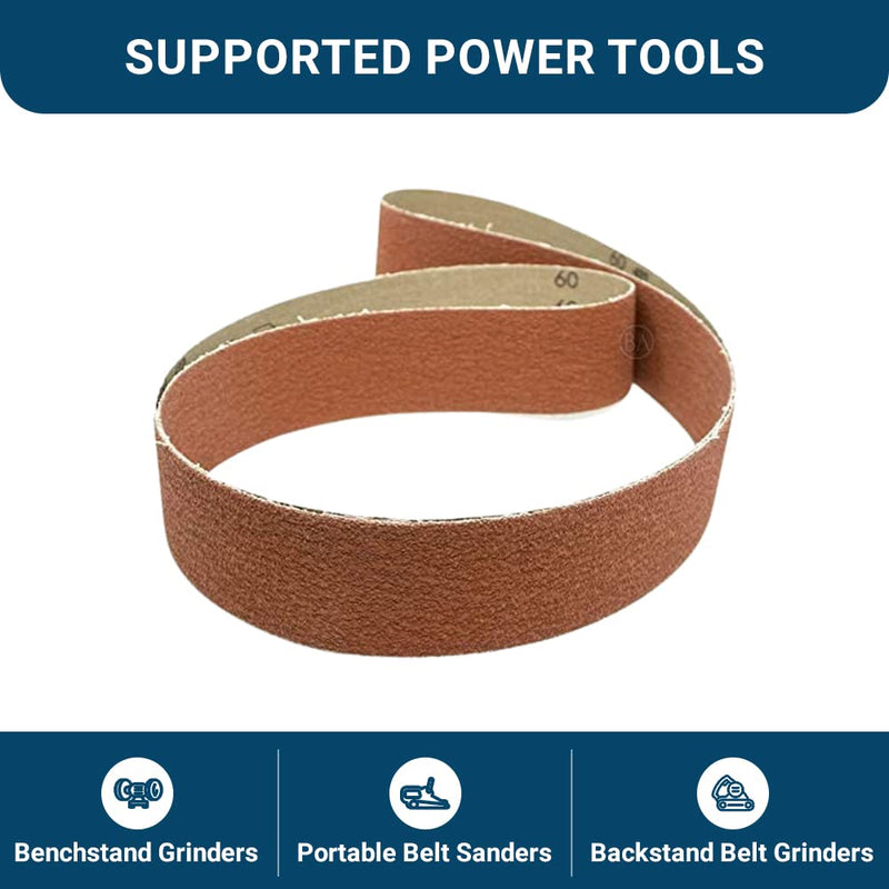 Benchmark Abrasives 2" x 36" Ceramic Sharpening Sanding Belts for Grinding Deburring Polishing Rust Removal on Metal, Stainless Steel, and Carbon Steel, Use with Belt Disc Sander (6 Pack) - 60 Grit