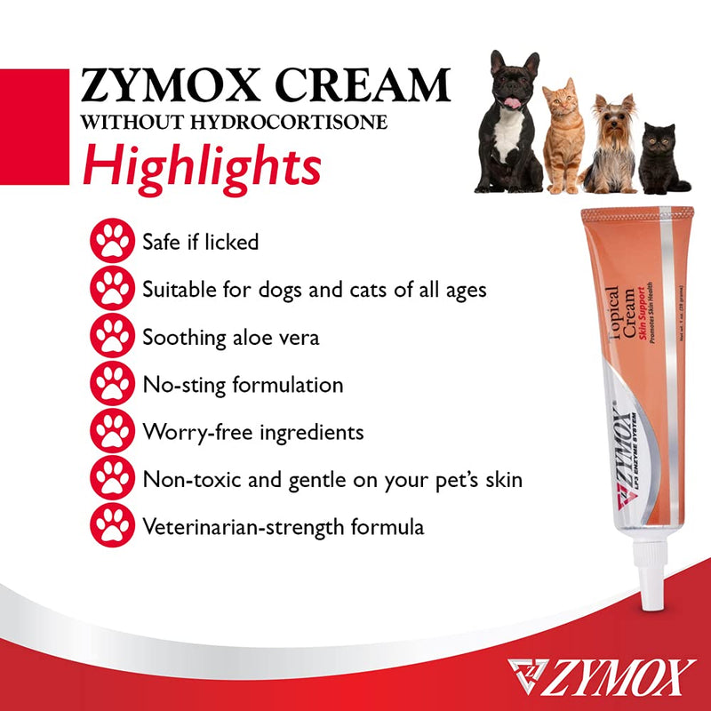 ZYMOX Veterinarian Strength Topical Cream for Dogs and Cats, 1oz - PawsPlanet Australia