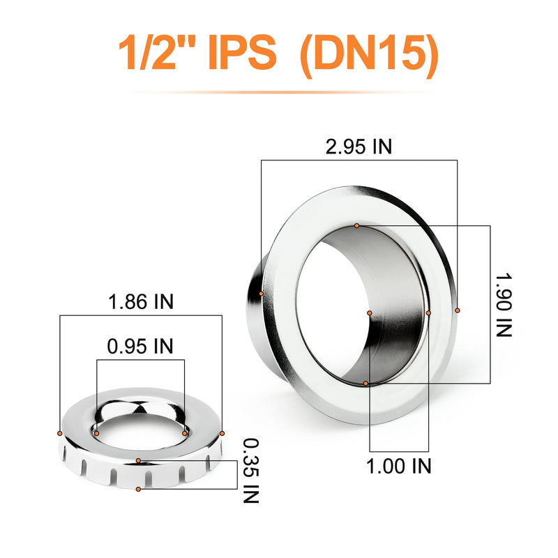 GASHER 4Pcs Recessed Fire Sprinkler Escutcheon 1/2 in. IPS, Depth Adjustment Range up to 1/2 in. For Fire Sprinkler Trim 4 1/2 in. IPS - 1/2 in.