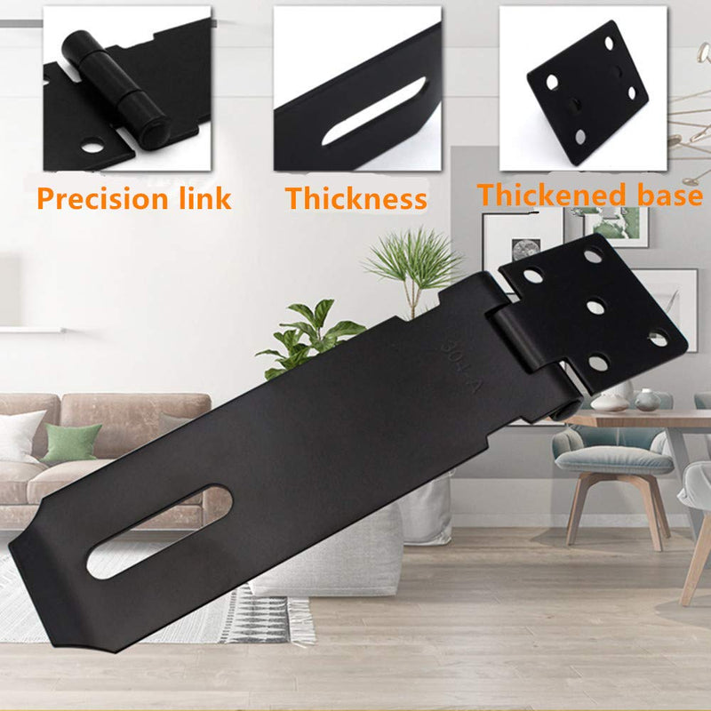 Door Hasp Padlock Latch Stainless Steel Safety Clasp Hasp Lock Latch Matte Black Finish 2 Pack (4inch) 4inch