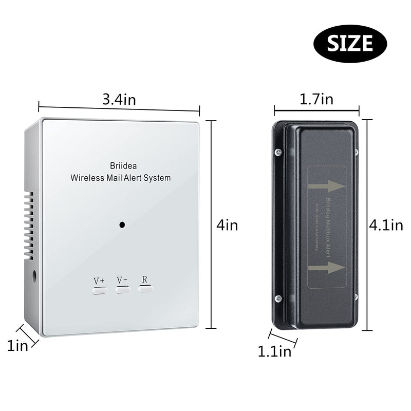 Mailbox Alarm, Briidea 500ft Wireless Mailbox Alert with LED Light Flashing and Sound Reminders 01