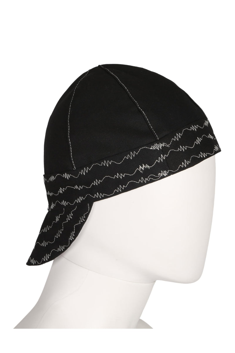 BOCOMAL Welding Cap HRC2 Flame Resistant 10OZ Durable Cotton Canvas Duck 6 Pannel Welder Caps Black(white） 7 5/8