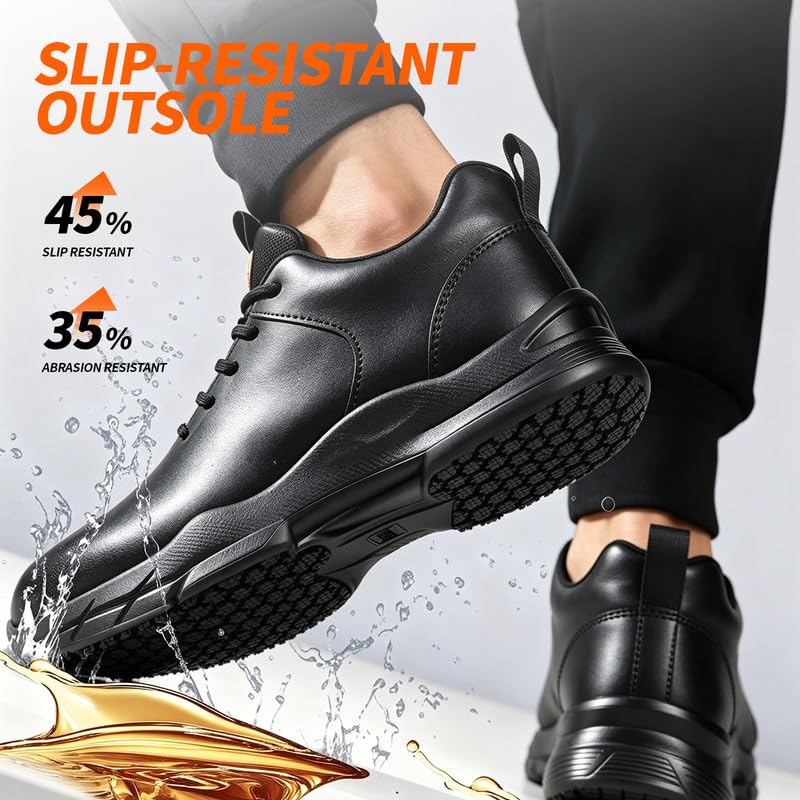 Steel Toe Shoes for Men,Non Slip Lightweight Work Shoes,Construction Industrial Work Boots,Comfortable Breathable Safety Steel Toe Sneakers for Men. 9.5 Amz105-black