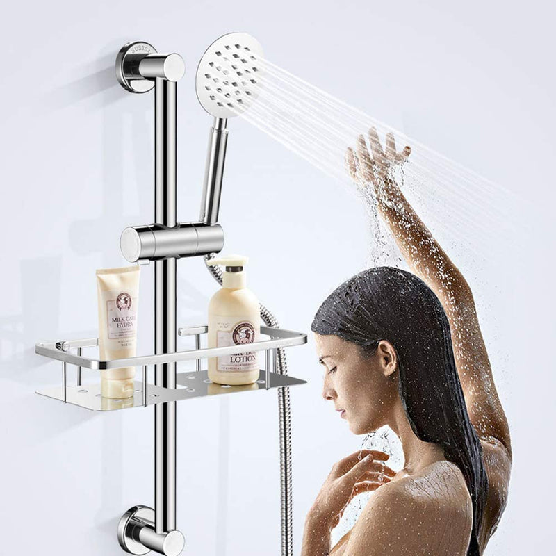 Adjustable Shower Head Holder for Slide Bar,Universal 18-25MM O.D. Rail Head Bracket Holder for Slide Bar Slider Clamp Bathroom Replacement 360 Degree Rotation Sprayer Holder (ABS Chrome)