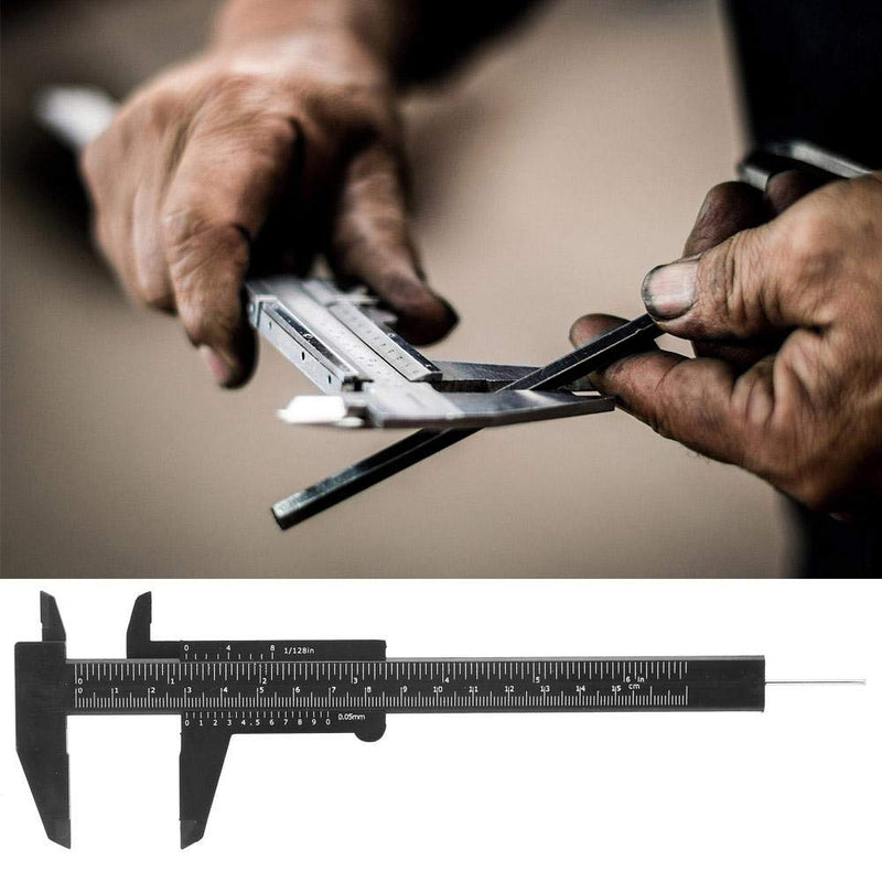 150mm High Accuracy Plastic Double Rule Scale Vernier Caliper Measuring Tool 0.5mm, for Jewelry Measurement, School, Exhibition Gifts, Antique Measurement(Black) Black