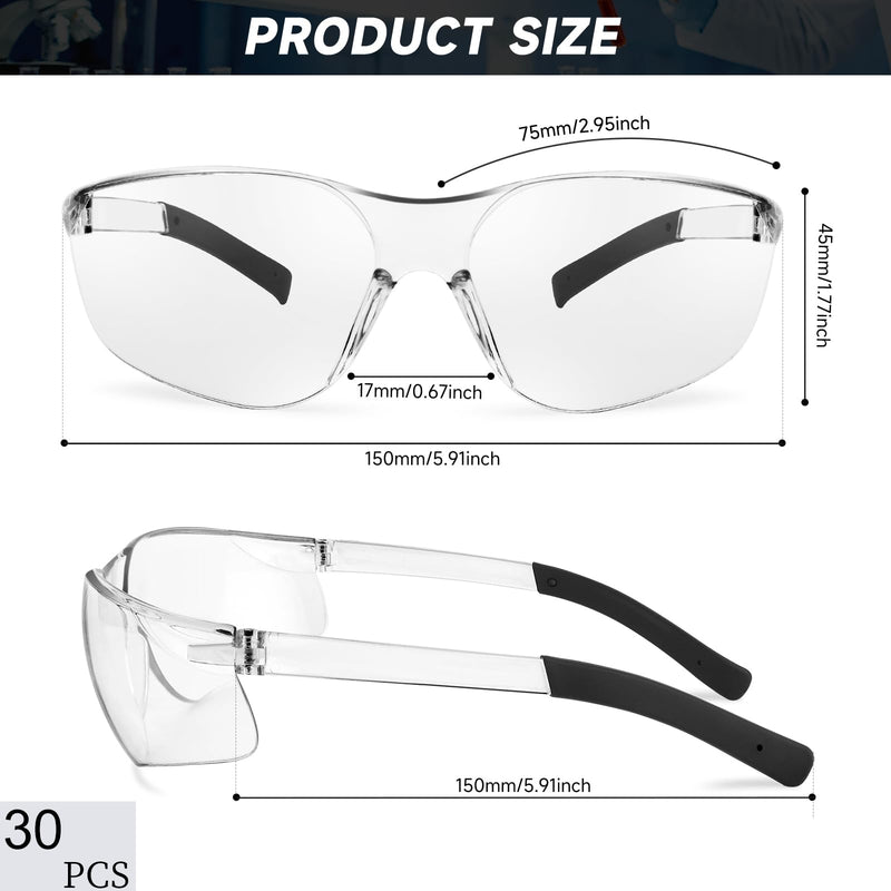 30 Pack Safety Glasses ANSI Z87.1 Scratch Resistant Eyewear for Women Man Lab Goggles Eye Protection 118- 15clear+15grey 1