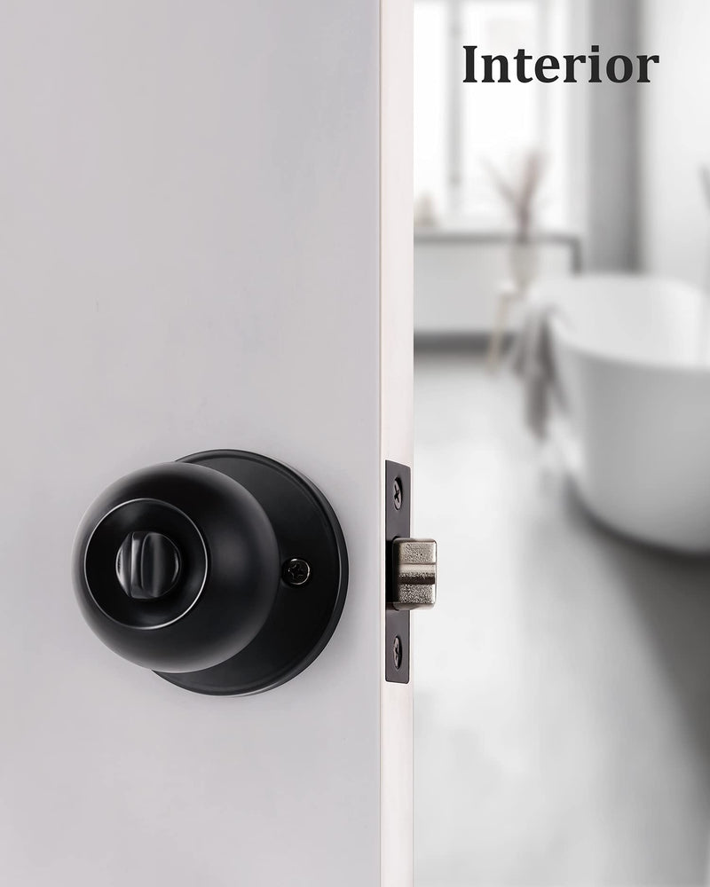 Lanwandeng Matte Black Door Knobs with Lock and Keys, Interior/Exterior Door Knob for Bedroom or Bathroom, Entry Door Lock 1 Pack Entry with Keys