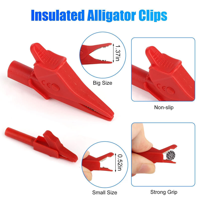 Linkstyle 25PCS Multimeter Test Leads Kit with Replaceable Wire Piercing Probes, Alligator Clips, Test Hook Clips, Tweezer for Digital Electrical Multimeter Testing 25PCS: Red+Black