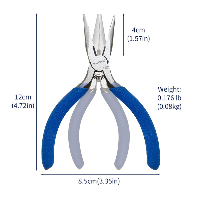 Mini Needle Nose Pliers 5"-5 Pack KAIHAOWIN Small Long Nose Pliers with Wire Cutters, Spring Loaded Thin Needle Nose Pliers, Precision Pliers Set for Crafts/Jewelry Making/Tiny Project