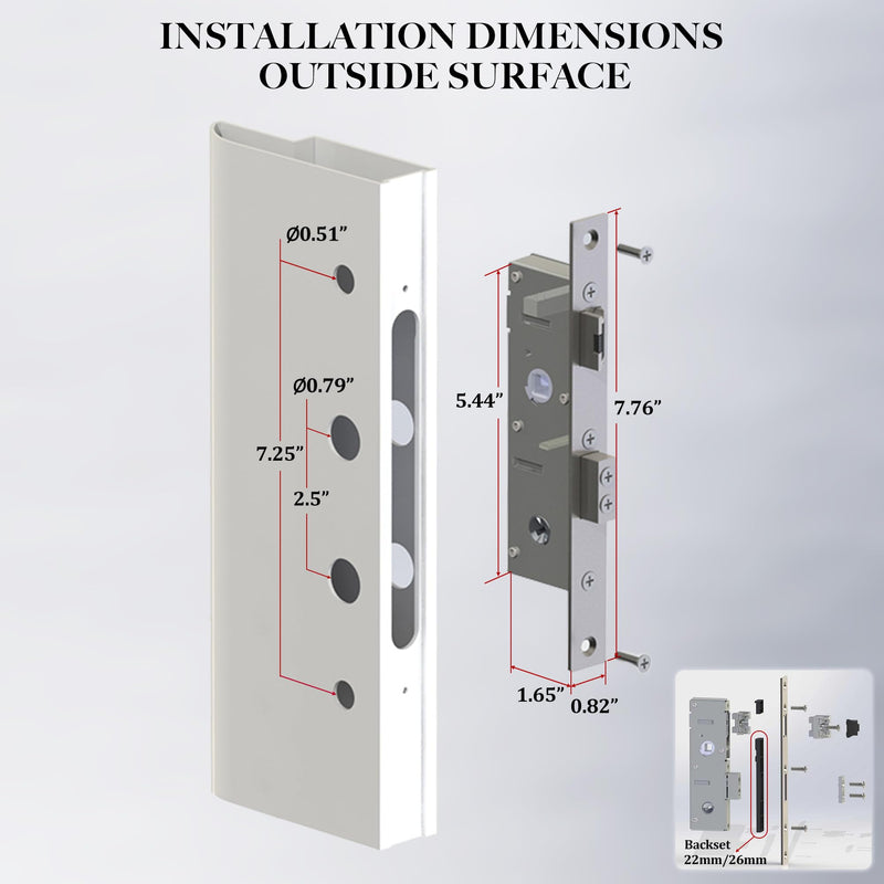 House Guard Storm Door Lock Body, Flat Slot, Adjustable 22/26mm Backset | Flat Slot compatible storm door lock body; reversible latch, adjustable 22mm/26mm backset Compatible with American-style lock cylinders