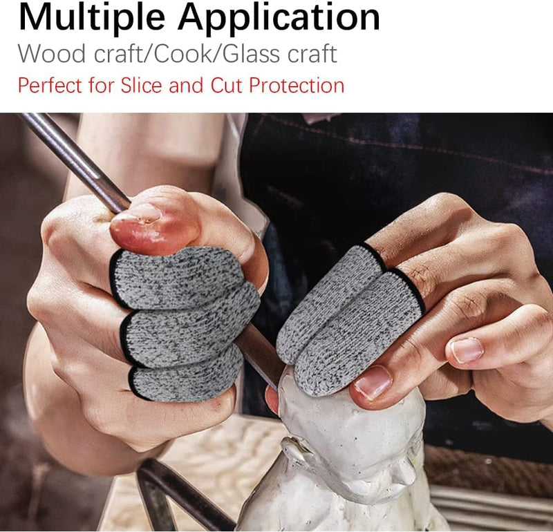 Finger Cots Cut Resistant Protector (24 Pcs) - 6.5cm Only - Finger Covers for Cuts, Gloves Life Extender, Cut Resistant Finger Protectors for Kitchen, Work, Sculpture, Anti-Slip, Reusable Gray 24PK