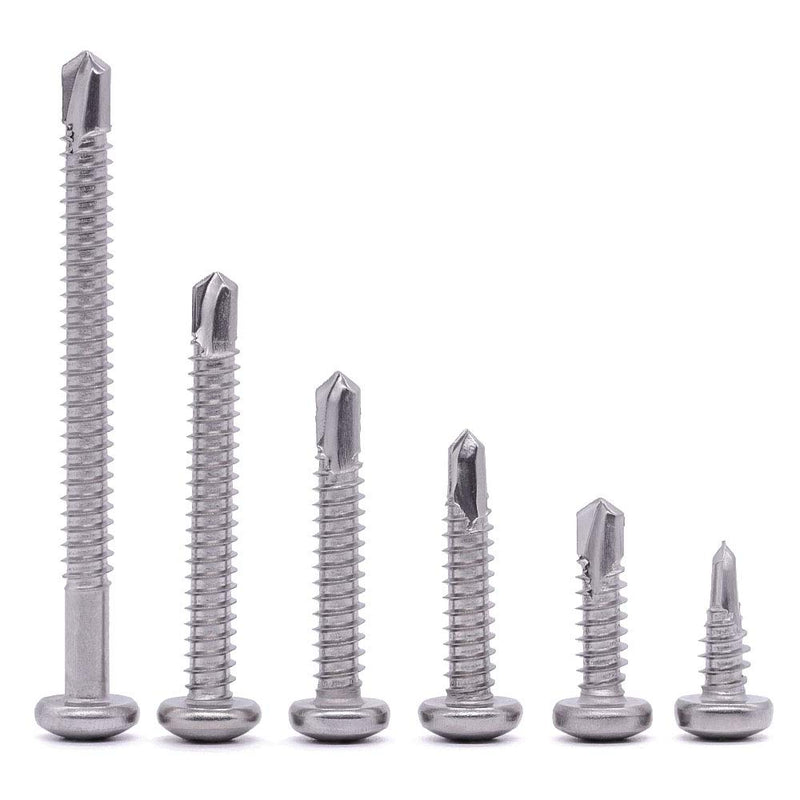 #10 x 1 Pan Head Self Drilling Screws, Phillips Drive, 410 Stainless Steel Sheet Metal Screws,Self Tapping, Dovetail Screws, Pack of 100 #10 x 1"