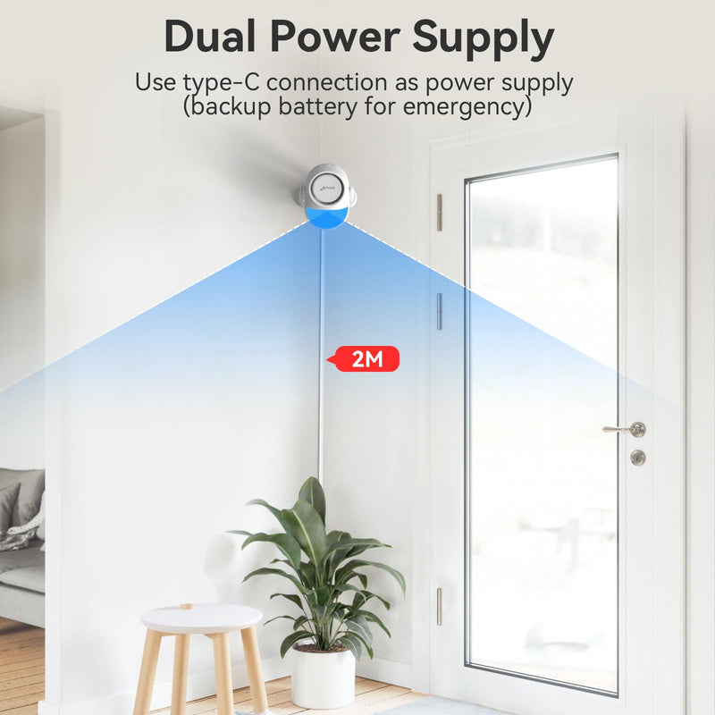 CPVAN WiFi Home Alarm System with PIR Motion Sensor, Wireless Smart Motion Detector Alarm for Security with Phone APP Alert (Indoor PIR Alarm Host, 1 Remotes), White White-1+1