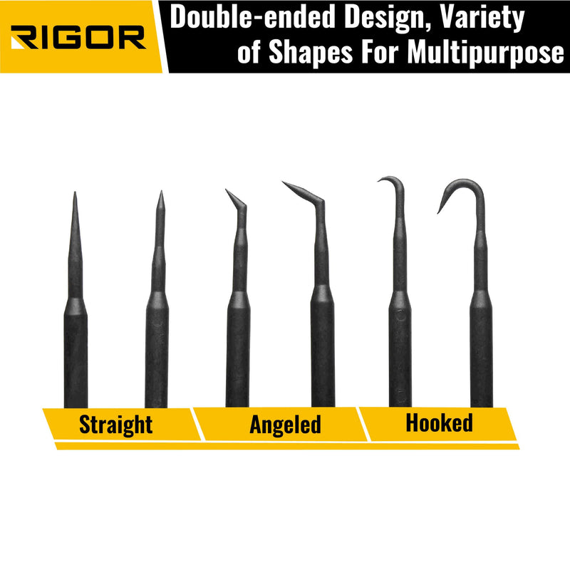 RIGOR 56001 Non-Marring Pick and Pry Bar Set, 6 PCS | Removal Lever Set | Replacing Gaskets, Oil Seals, O-Rings, Small Part