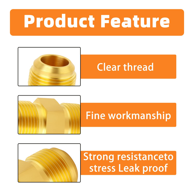 GASHER 2Packs Metals Brass Tube Fitting, Half-Union with Flare Nut, 5/8" Flare x 5/8" Flare Male Pipe Fittings Straight with Nut 2