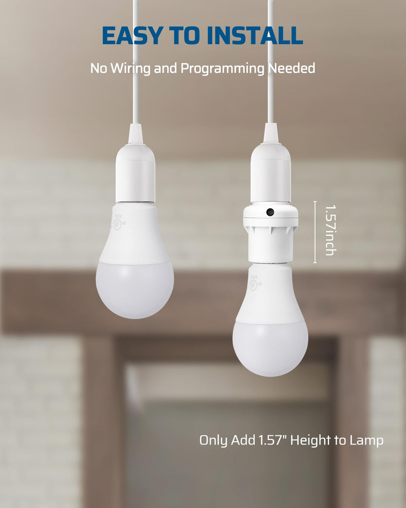 DEWENWILS Light Sensor Socket, Dusk to Dawn Light Socket Adapter, 360° Sensor Rotation, E26/E27 Light Bulb Sockets for Porch Light, Wall Light, Compatible with LED/INC/CFL/Halogen Bulbs, 2 Pack White