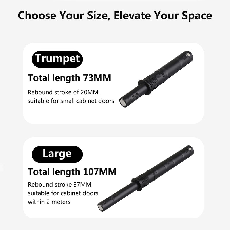 10 Pcs Magnetic Push Latches for Cabinet Push to Open Door Latch Soft Quiet Close Closers Push to Open Cabinet Door Latch for Closure Cabinet Drawer Wardrobe Kitchen Door (Trumpet) Trumpet