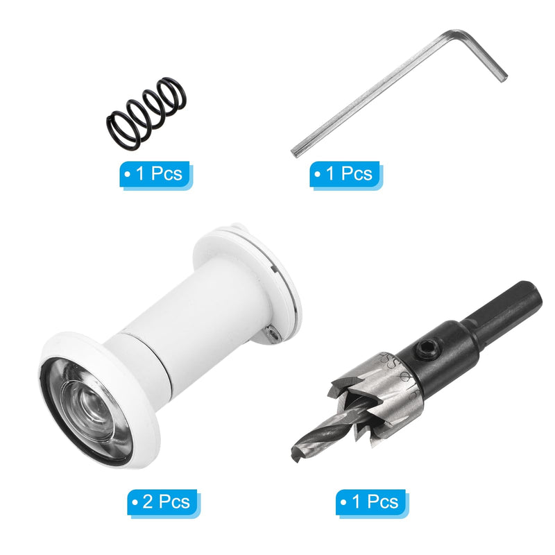 PATIKIL 5/8" Door Viewer Peephole, 2 Pcs Zinc Alloy Privacy Door Viewer with Privacy Cover, 180-Degree Fits 1-3/8" to 2-3/8" Door with 16mm/0.62" Drill Bit for Security, White 5/8",1-3/8"
