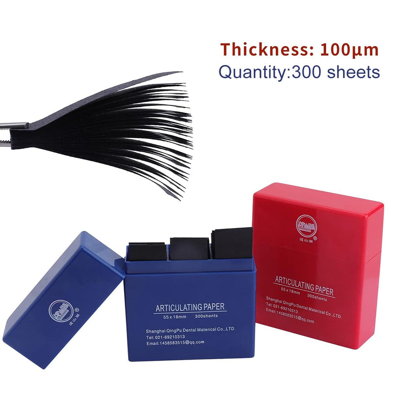 ANNWAH Dental Articulating Paper - Thicker Double Side Bite Paper Strips 100μm Thickness Oral Teeth Care Material Dental Lab Products 300 Sheet/Box… Red