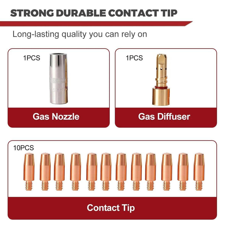 12-PK MIG Welding Gun Kit with .045" Tips - Nozzles - Diffusers Compatible with Lincoln Magnum PRO 250L/300L (KP2744-045, KP2742-1- 62R, KP2746-1) (62R)12PK.045" Kit