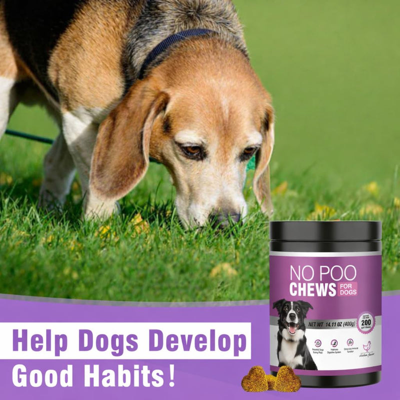 200 Chews No Poo Chews-No Poop Eating Deterrent for Dog-Coprophagia Deterrent for Dogs-Prevent Stop Dogs from Eating Poop Supplement with Digestive Enzymes&Probiotics-Breath Freshener-Chicken Chicken