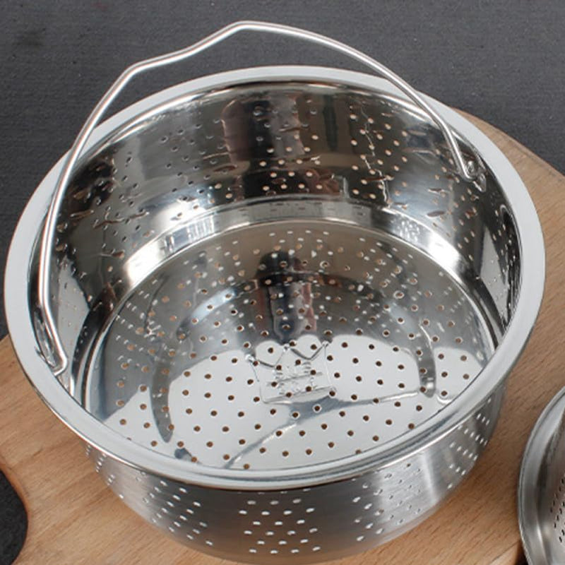 Stainless Steel Steamer Basket 6.88 X 6.88 X 3.74 in Rice Cooker Insert for Steam Cooking Food Steaming Rack for Ramen Pasta Soup Cereal Oatmeal