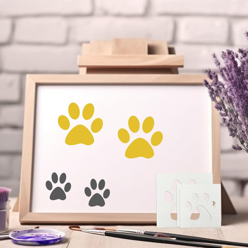Paw Stencil, 8Pcs Large Dog Paw Stencil for Painting,Cute Bear Cat Paw Print Stencils Template Reusable Plastic Animal Paw Paint Stencil for Crafts Art Painting on Wood Paper Flag Wall Home Decor 8 dog paw