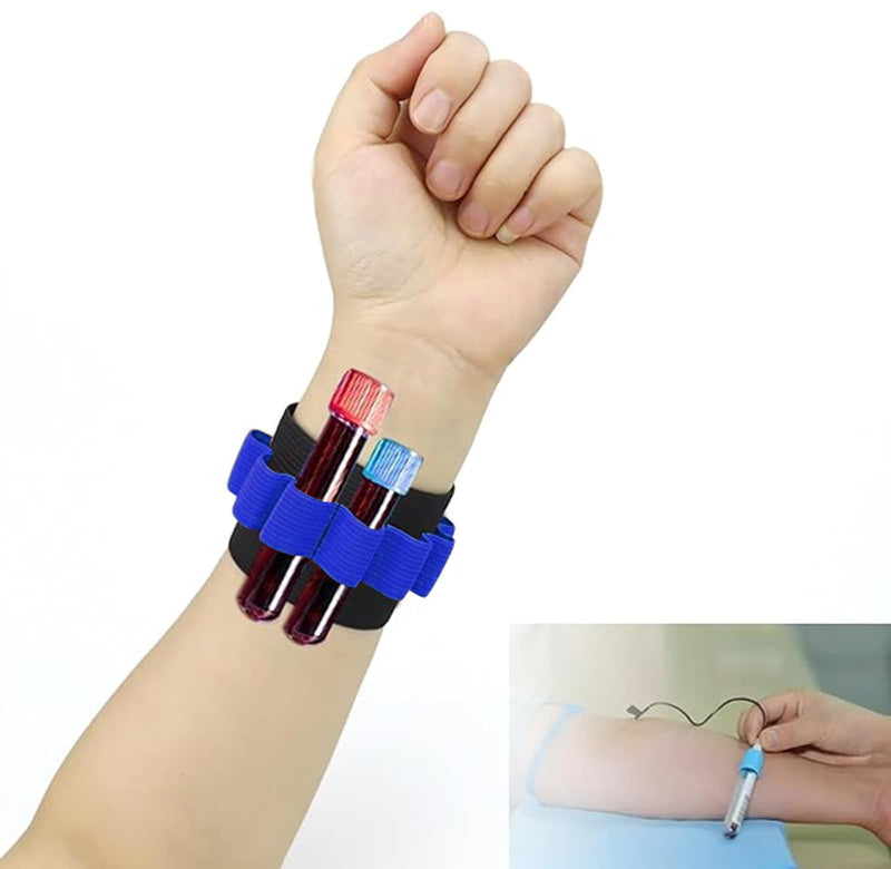 Phlebotomy Tube Holder Wristband 3PCS Holder Set, Blood Draw kit Tube Bracelet Strap Phlebotomy Tube wristband, Phlebotomy Accessories Hold 8 Phlebotomy Tubes, Blue