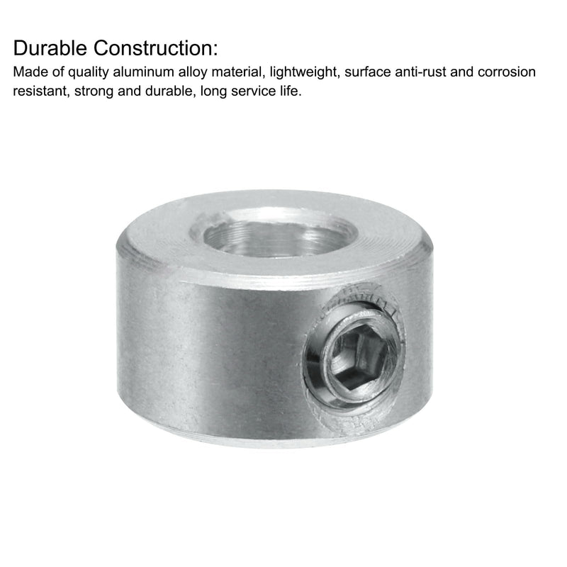 uxcell 4pcs Set Screw Collars 3/16" Bore, Aluminum Shaft Collars, 7/16" OD and 1/4" Thickness, Set Screw Clamp Collar, Stop Collar for Linear Rod Shaft Guide