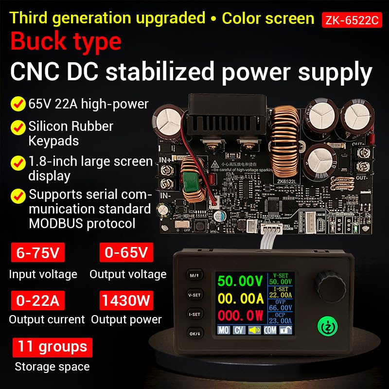 22A 1400W DC 6-75V Stabilized Voltage Power Supply Step-Down Module CNC Adjustable Voltage Regulators