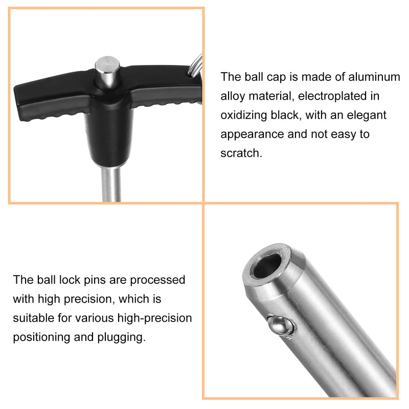 uxcell 4Pcs T Handle Lock Pins, 6mm x 80mm Usage Length Stainless Steel Push-Button Quick Release Pin 4