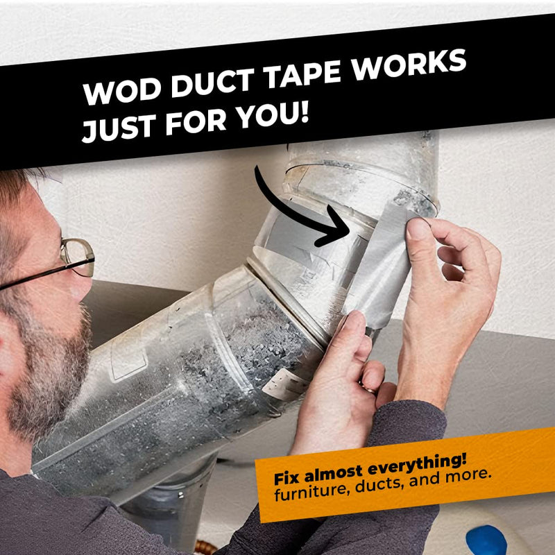 WOD DTC10 Advanced Strength Industrial Grade Black Duct Tape, 1/2 inch x 60 ft. Waterproof, UV Resistant For Crafts & Home Improvement