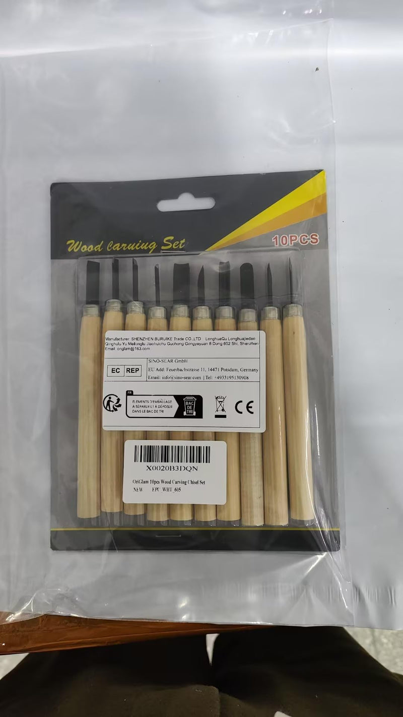OriGlam 10pcs Professional Wood Carving Chisel Set, Carbon Steel Wood Carving Tools, Woodworking Chisels Wood Chisel Kits, Power Grip Carving Tools Great for Carving Woodworking Beginners & Kids