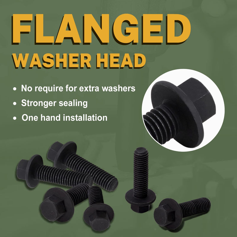 LIONMAX M6 Hex Head Flange Bolts, Flanged Hexagon Screws M6 x 25mm Full Threads, Black Oxide Finish, Rust-Resistance, Quantity 30 M6 x 25mm (30 PCS)