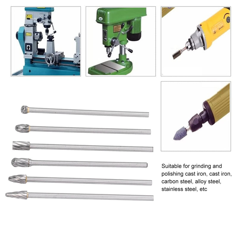 Cylinder Head Porting Kit, Tungsten Steel Carbide Burr Set for Die Grinder, Rotary Burr Bits for Grinding, Polishing and Shaping Cast Iron, Carbon Steel, Metal
