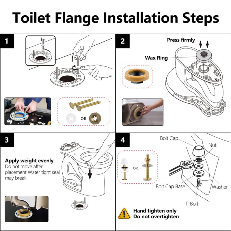 Toilet Flange Repair Kit, Flange Repair Kit for 4" and 5" or Special 3" Waste Line, for Toilet Flange Repair and Easy Installation Black