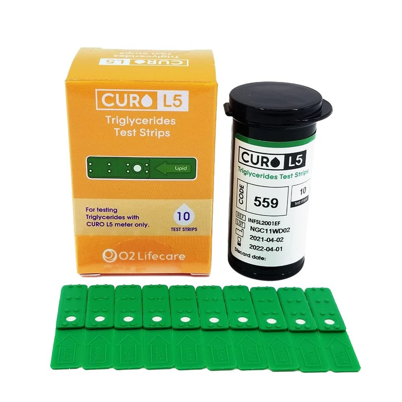 CUROFIT Fast and Accurate Blood TRGLYCERIDES Test Strips - Easy Capillary Action, Near Lab-Quality Results, for Home Use, 10 Count
