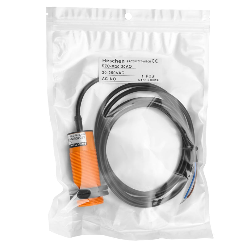 Heschen M30 Capacitive Proximity Sensor Switch Detector 20mm Proximity Switch | SZC-M30-20AO 20-250VAC 400mA Normally Open (NO) 2 Wire