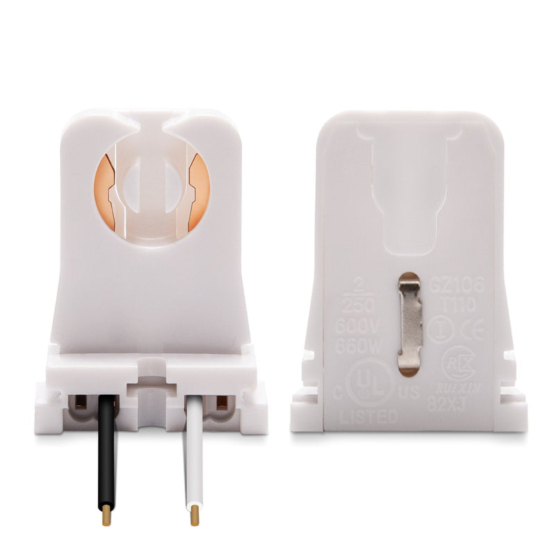 12-Pack JACKYLED Non-Shunted Turn-Type T8 Lamp Holder UL Socket Tombstone with 10 inches Wires Attached for LED Fluorescent Tube Replacements 12