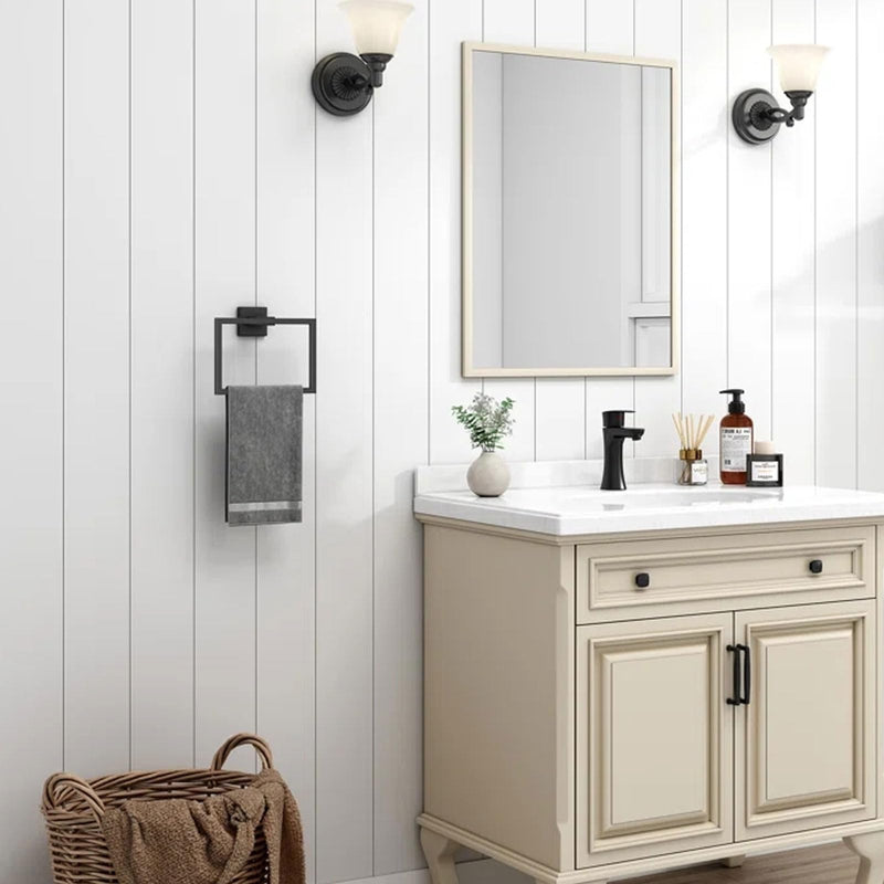 Matte Black Towel Ring, 2 Pcs | Premium Stainless Steel, Sleek Square Design, Durable Wall-Mounted, Contemporary Bathroom