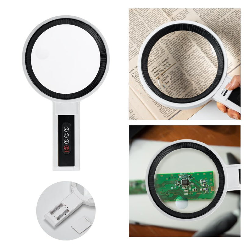 Lighted Magnifier, 2.5X/4.5X Magnifying Glass with 48 LEDs, Adjustable Brightness, 2 Color Modes, Handheld & Desk Stand for Reading, Crafts & Close Work